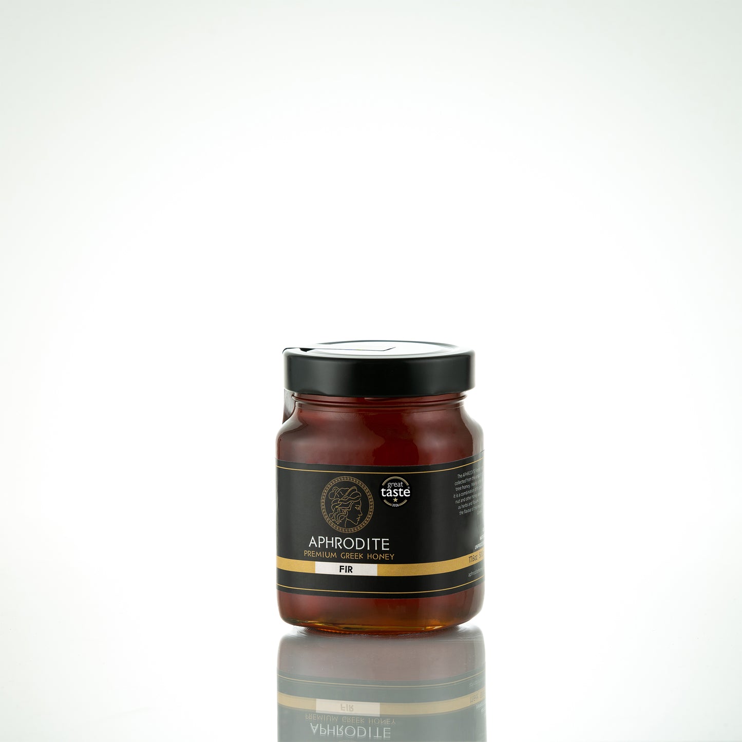 Aphrodite Raw Fir Honey 480g jar on white background